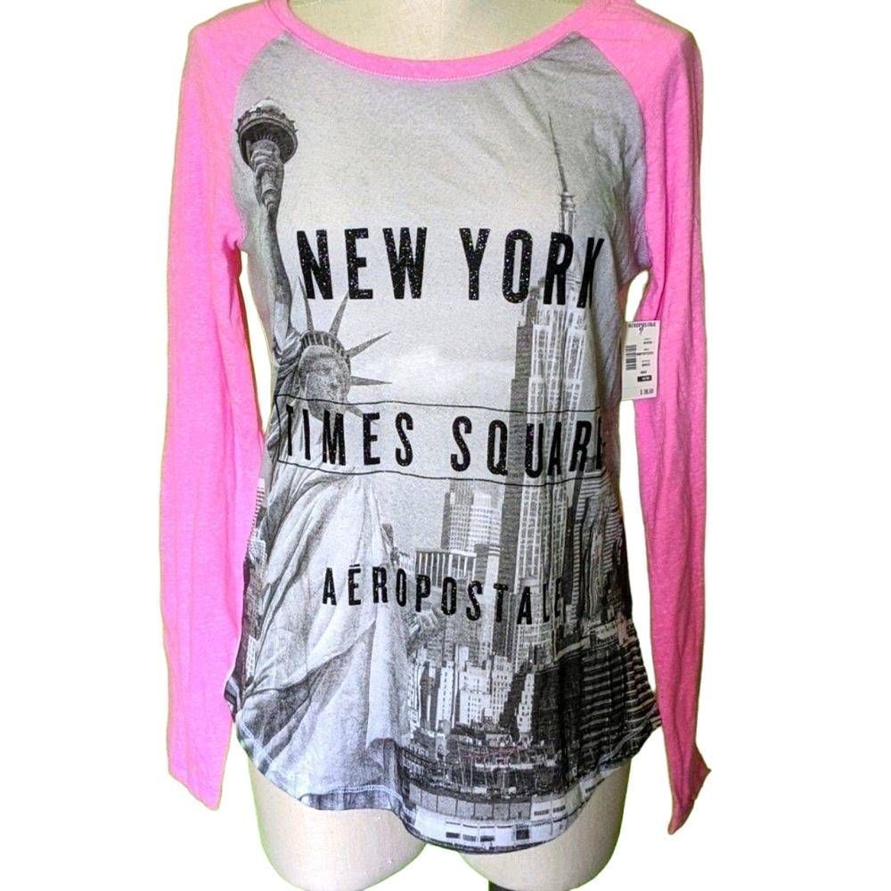 Aeropostale Pink and Gray New York Long Sleeve Tee. NWT